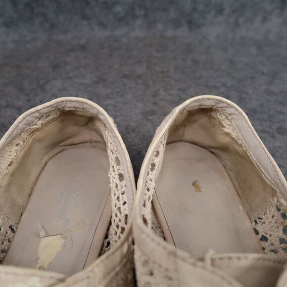 Wanted Shoes Womens 9 Oxford Flats Fashion Crochet Casual Lace Up Neat Beige - Picture 15 of 16